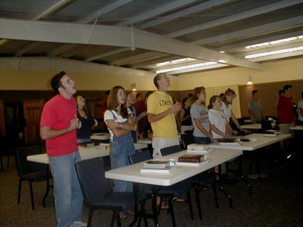 Students worshipping
